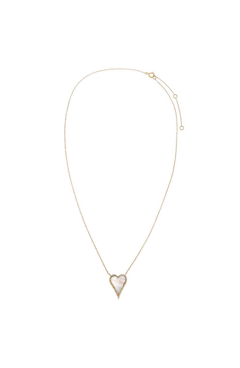 BY ADINA EDEN Small Diamond Outlined Colored Stone Heart Necklace 14K, Alternate, color, 