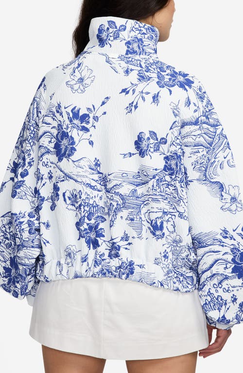 Nike Sportswear Collection Jacquard Track Jacket In White/hyper Royal/black
