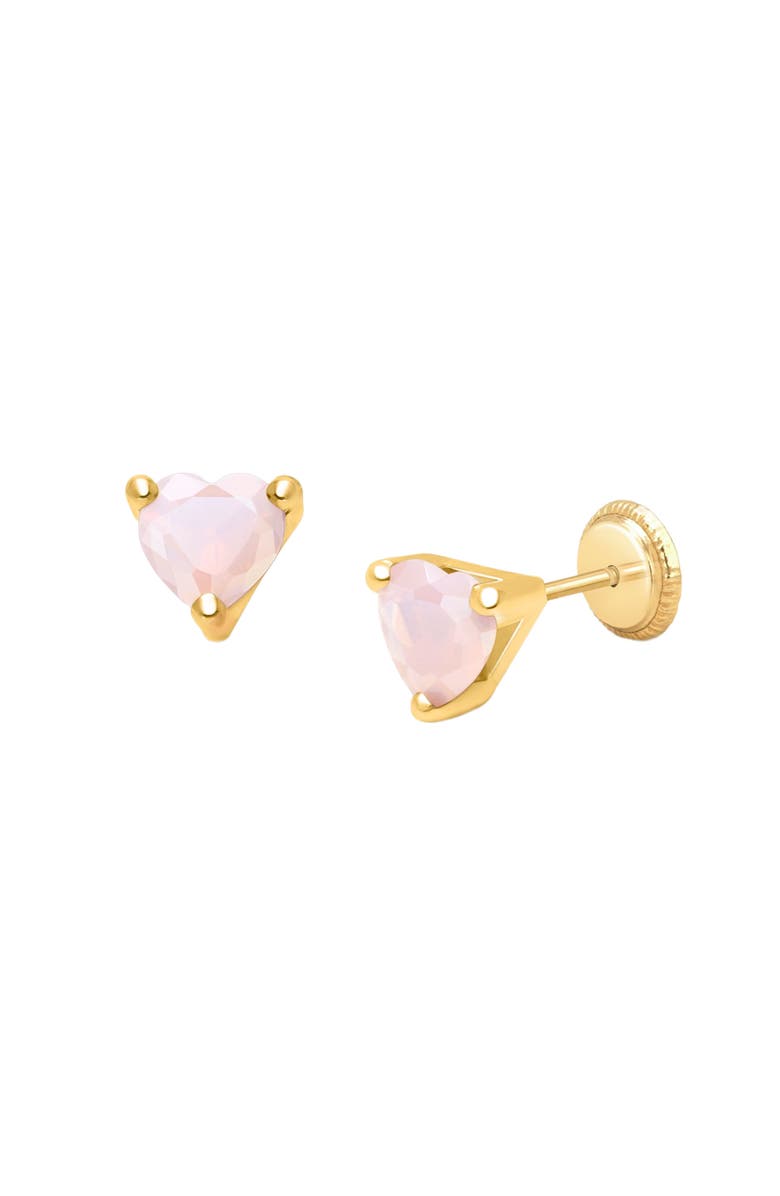 Tiny Blessings 14K Gold Pink Dazzling Heart Studs Screw Back Earrings, Main, color, 14K Yellow Gold