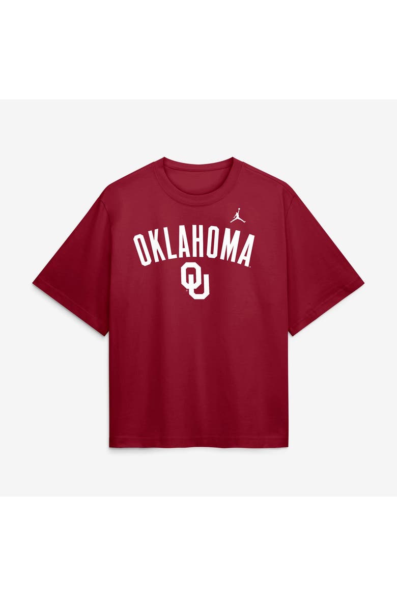 Women's Jordan Brand  Crimson Oklahoma Sooners Arch Logo Boxy T-Shirt, Main, color, Crimson