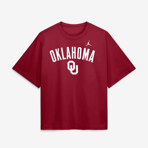 Women's Jordan Brand  Crimson Oklahoma Sooners Arch Logo Boxy T-Shirt