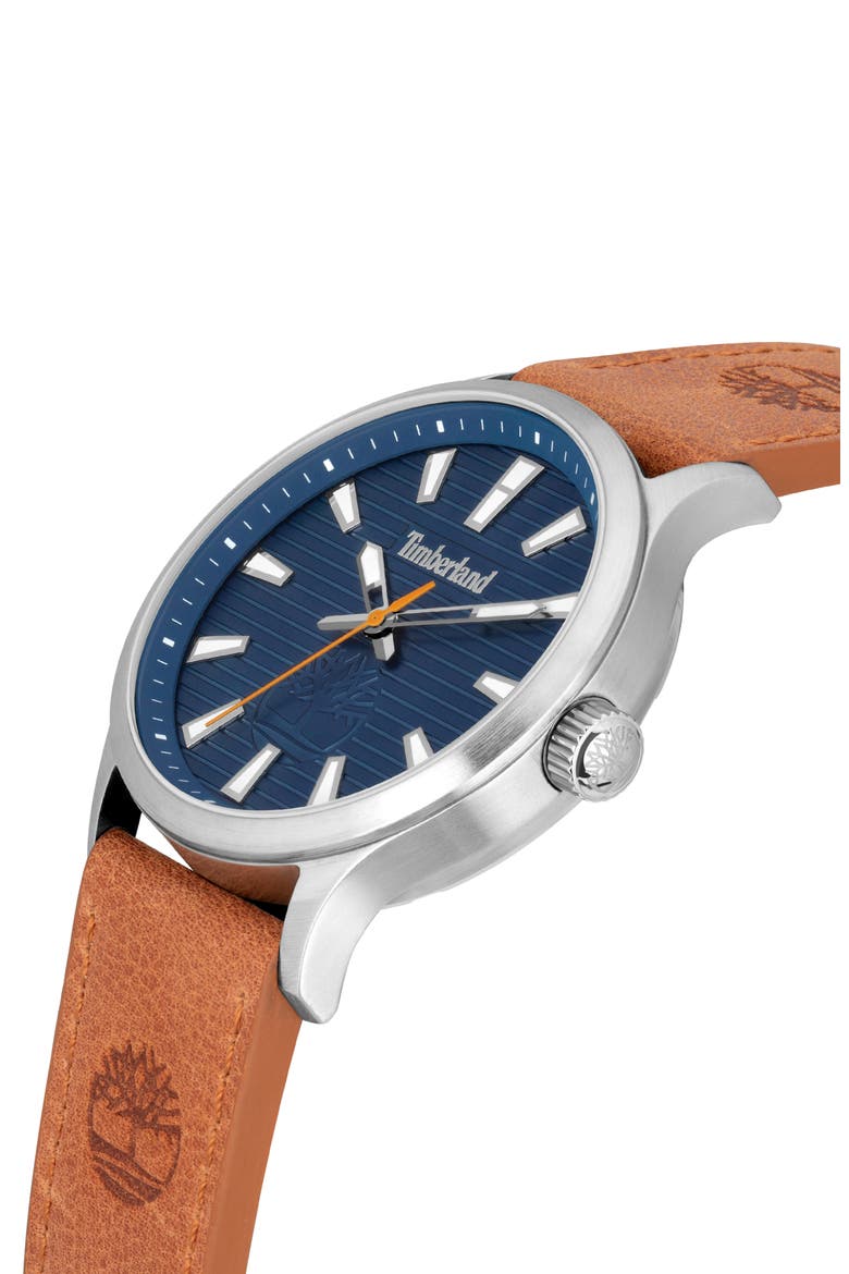 Trumbull Leather Strap Watch, 45mm, Alternate, color, BROWN