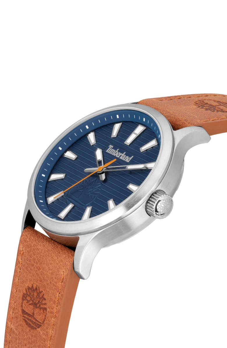 Timberland Trumbull Leather Strap Watch, 45mm, Alternate, color,