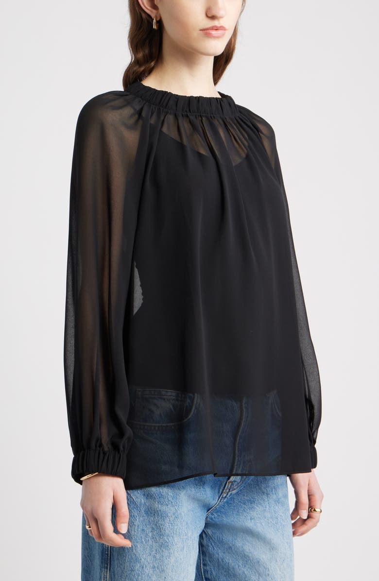 Nordstrom Flowy Chiffon Top, Alternate, color, Black