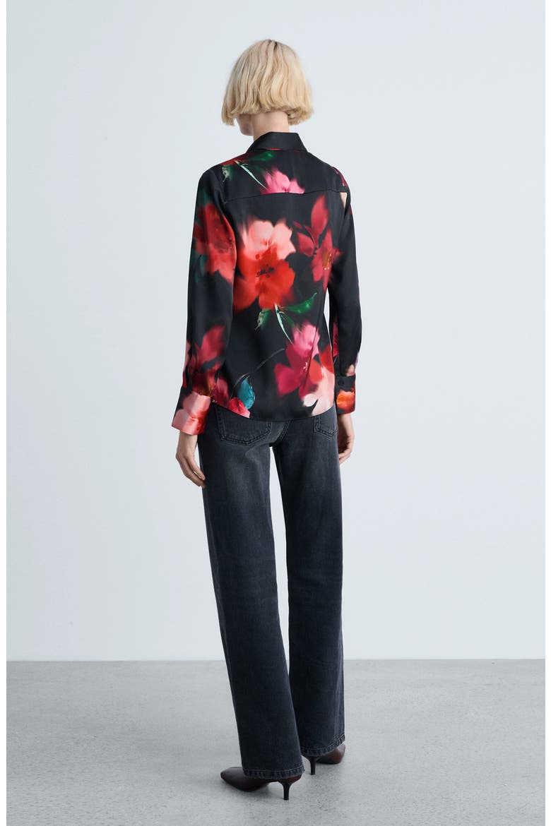 Soffy Floral Button-Up Shirt, Alternate, color, BLACK