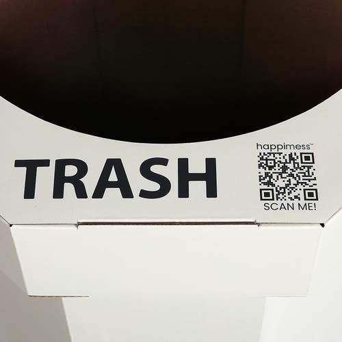 Happimess Fleur 25-gallon Classic Disposable Corrugated Cardboard Event Trash Can And Recycling Bin In White