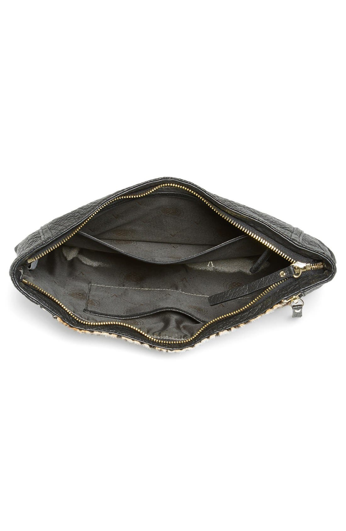 'Baily' Calf Hair & Leather Clutch, Alternate, color, LEOPARD