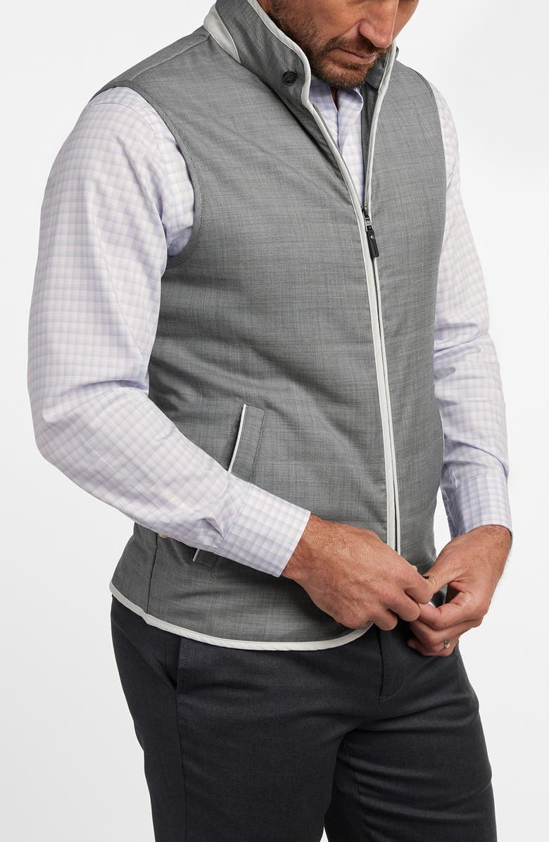 David Donahue Urban Quilted Wool Vest, Alternate, color, Smoke Grey