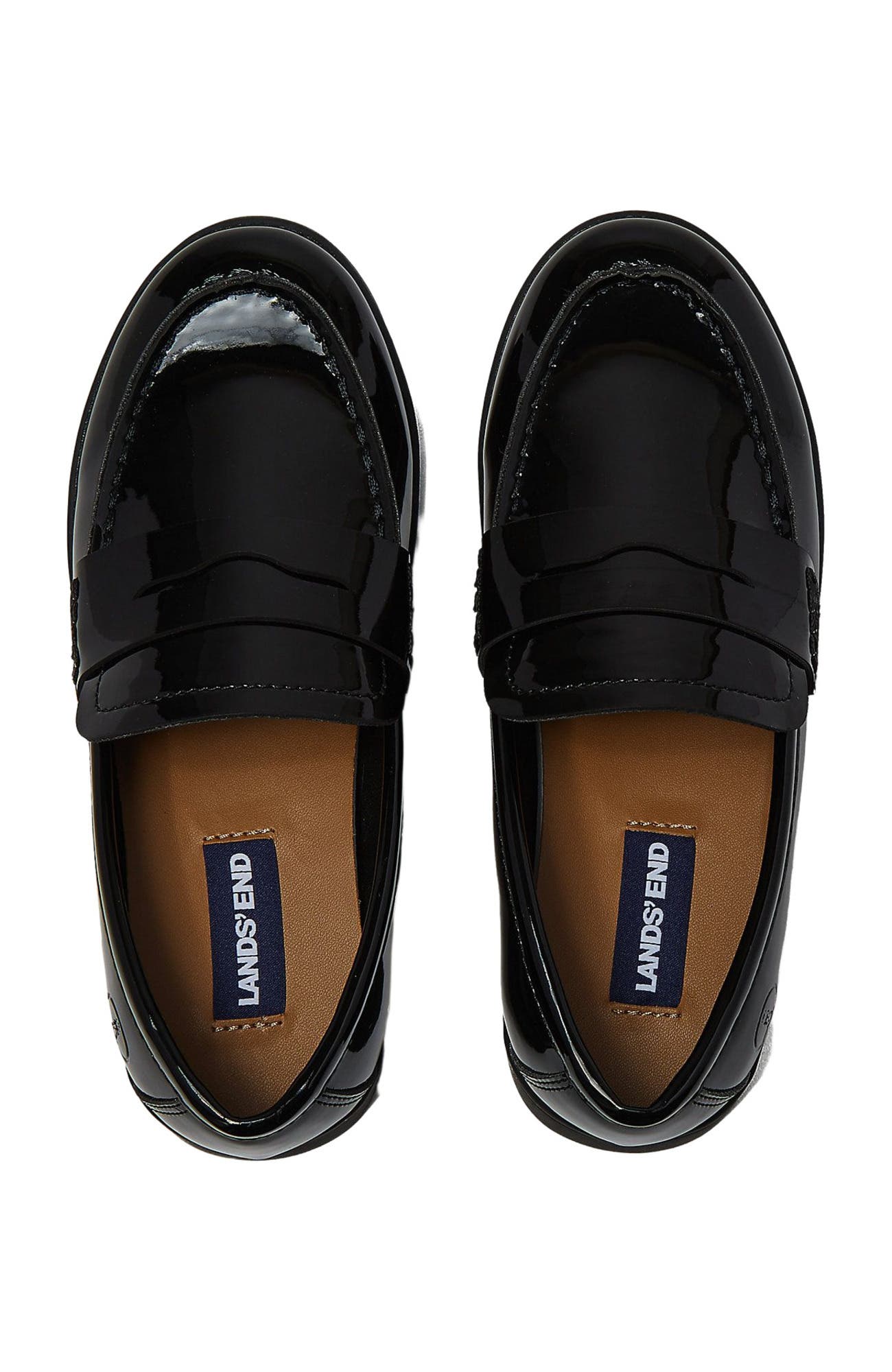 Lands' End Kids Slip On Everyday Penny Loafer, Alternate, color, Black Patent