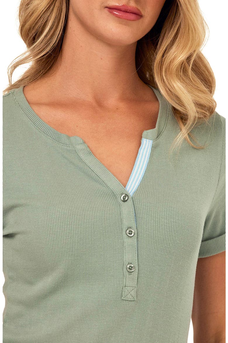 Akia Feather Rib T-Shirt, Alternate, color, WASABI/ HIGH TIDE