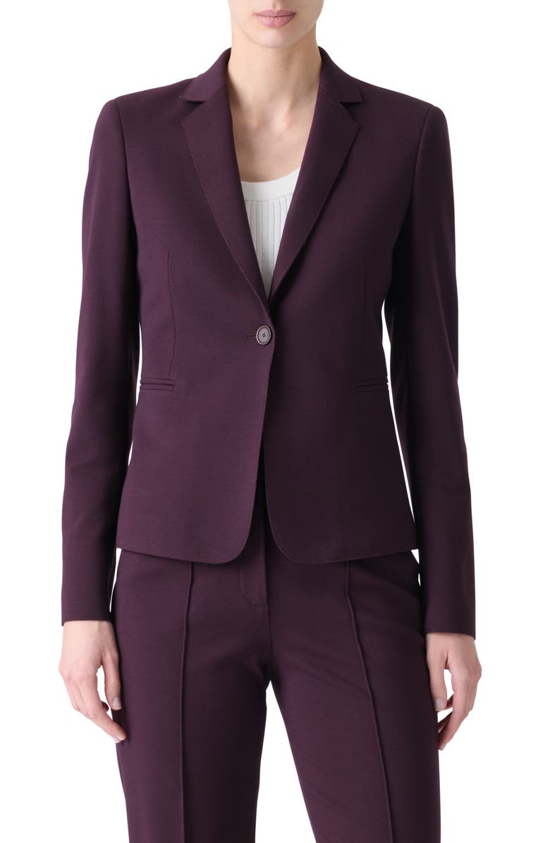 Akris punto Signature Jersey Blazer, Main, color, Blackberry