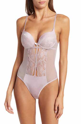 SECRET LACE Floral Lace Peek-A-Boo Bodysuit