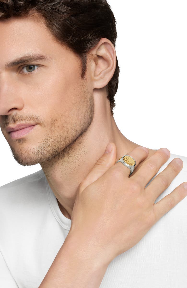 David Yurman Water & Fire Duality Signet Ring in Sterling Silver with 18K Yellow Gold, Alternate, color, Sterling Silver W/ 18K Gold
