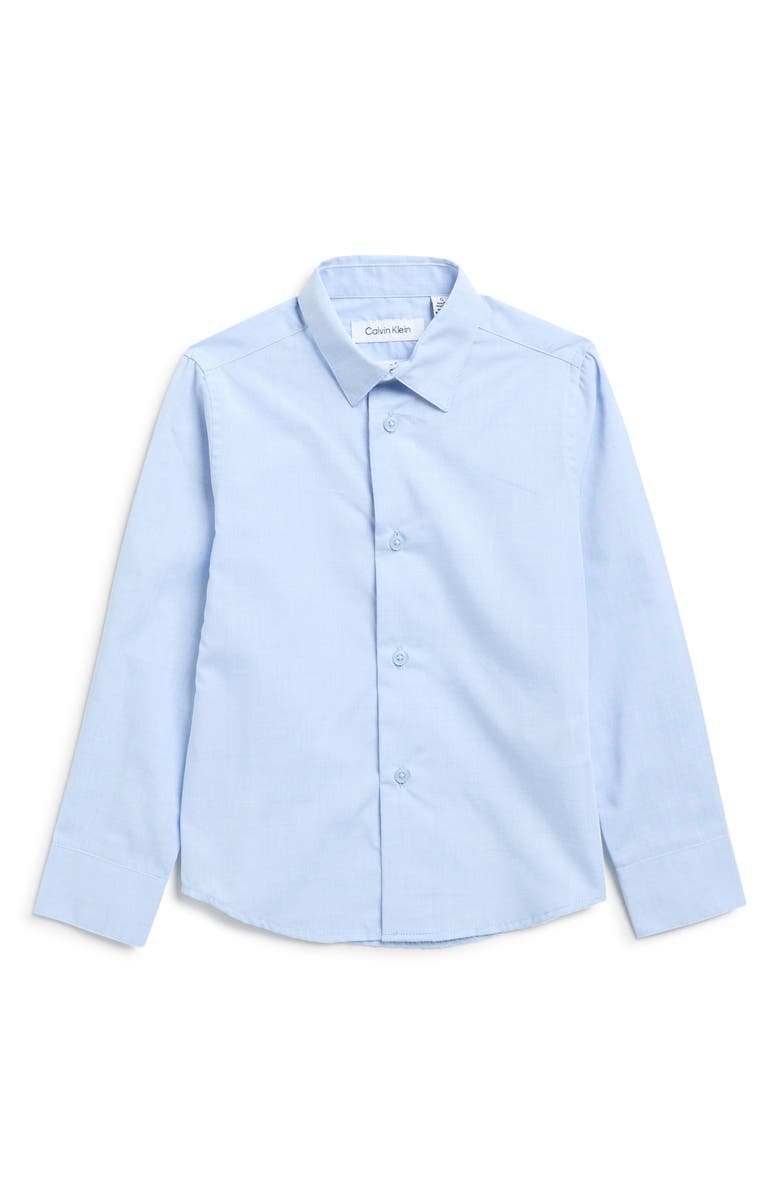 Calvin Klein Kids' Heather Stretch Button-Up Shirt, Main, color, Blue