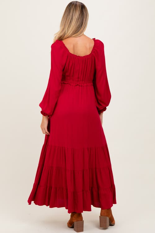 Pinkblush Ruffled Fit And Flare Maxi Dress In Red