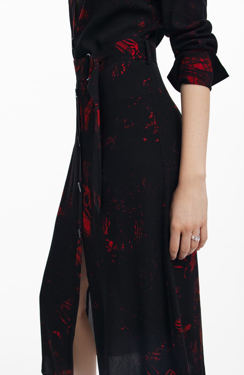 Desigual Scribble Print Long Sleeve Shirtdress, Alternate, color,