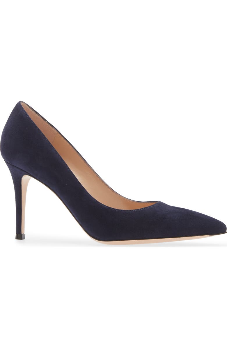 Gianvito Rossi Pointed Toe Pump, Alternate, color, Denim Suede
