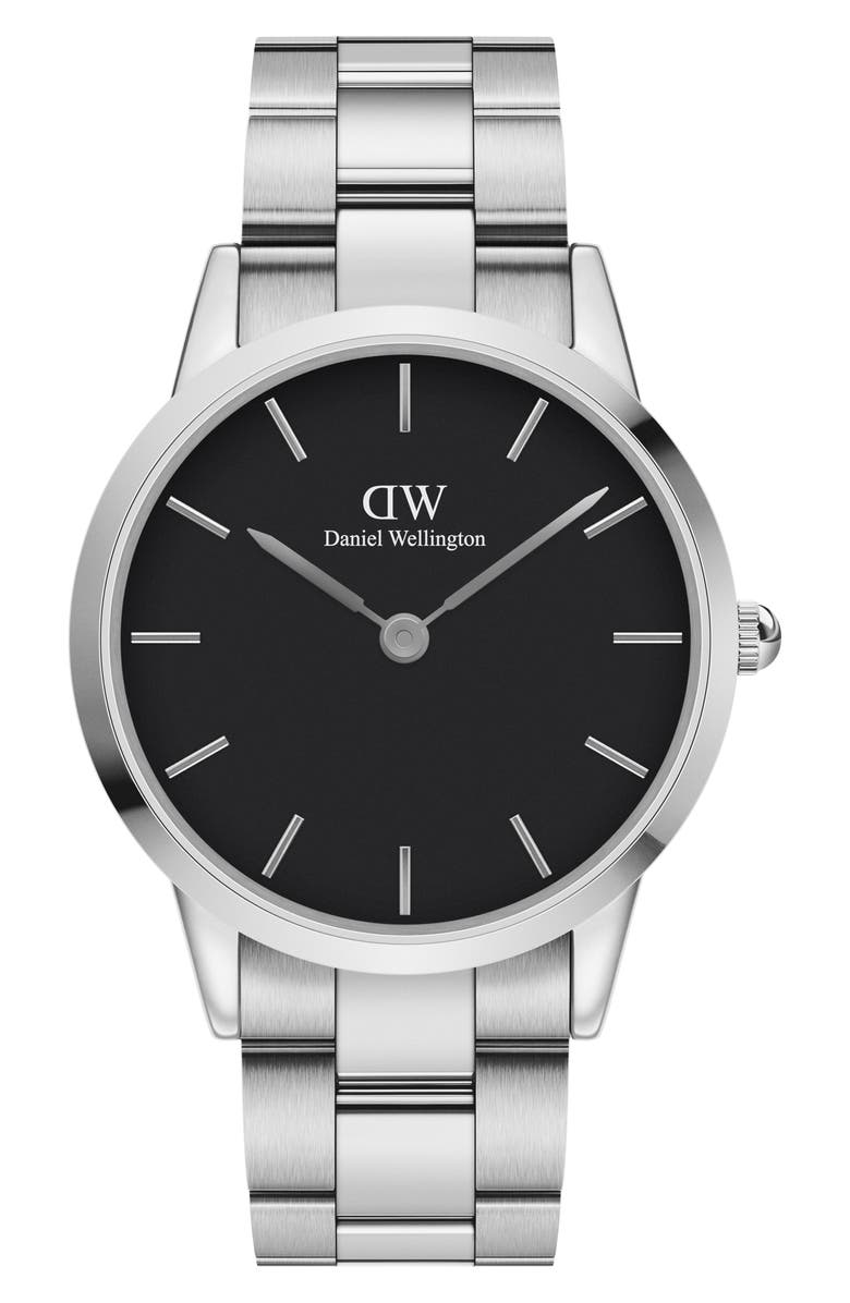 Daniel Wellington Iconic Bracelet Watch, 40mm, Main, color, Silver/ Black