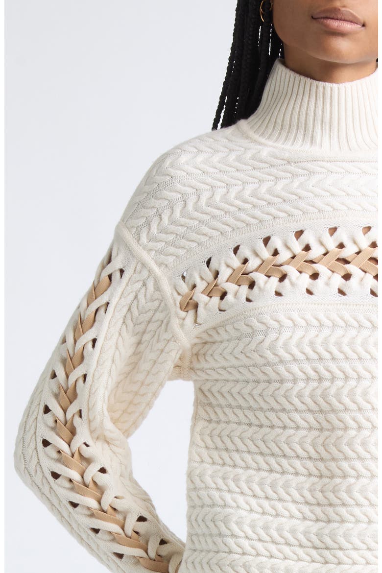 Nina Merino Wool Sweater, Alternate, color, IVORY CABLE