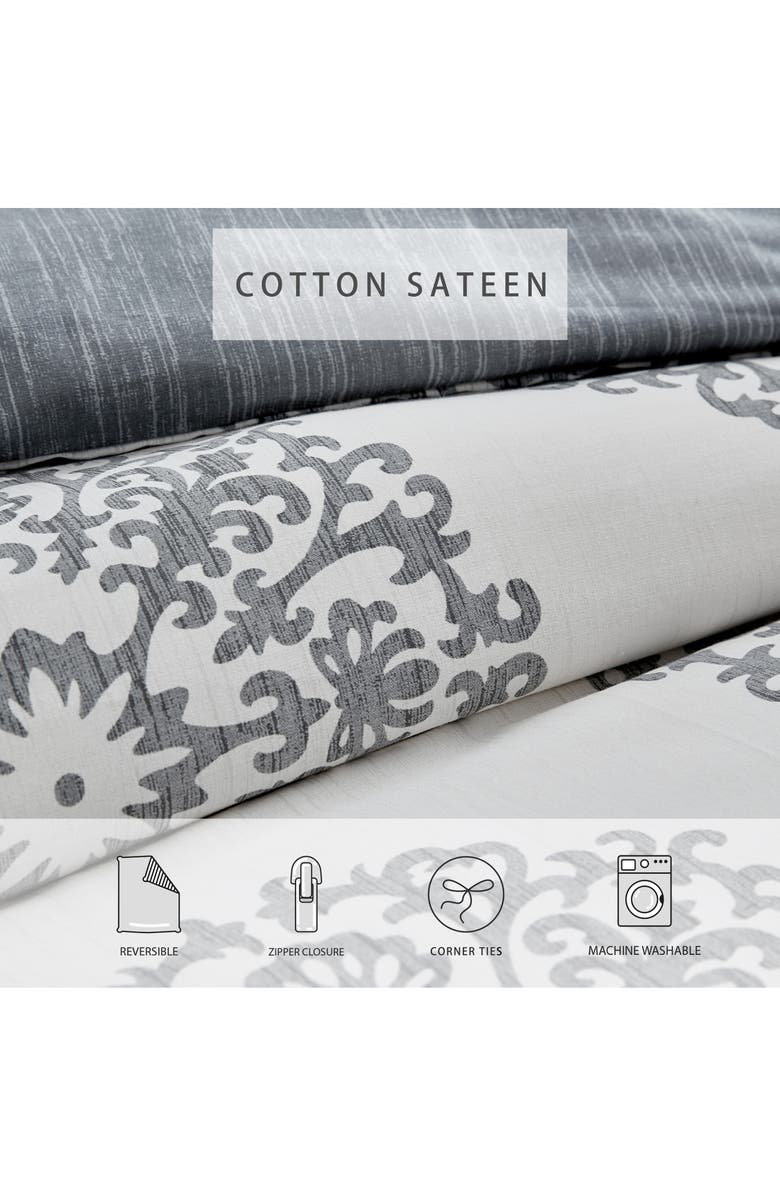 STONE COTTAGE Bristol Cotton Sateen Duvet & Sham Set, Alternate, color, Grey