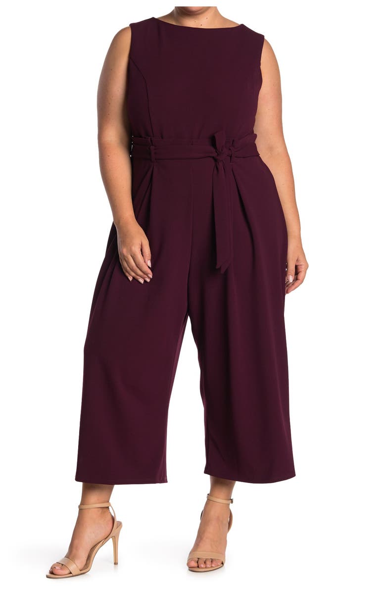 London Times Sleeveless Scuba Crepe Jumpsuit, Main, color, 