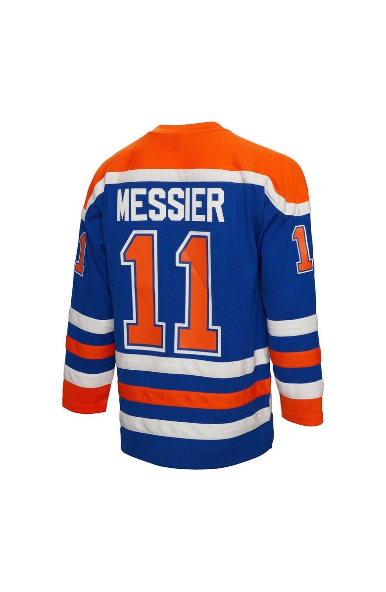 Mitchell & Ness Men's Mitchell & Ness Mark Messier Royal Edmonton Oilers Alternate Captain Patch 1986/87 Blue Line Player Jersey, Alternate, color, 