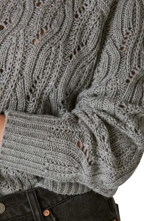 Lucky Brand Metallic Thread Cable Sweater In Gray