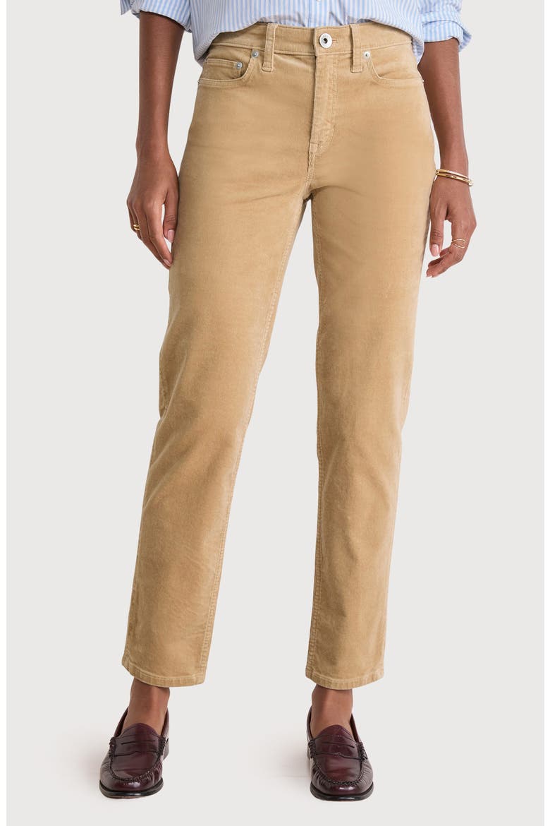 Corduroy Ankle Straight Leg Pants, Main, color, SAND