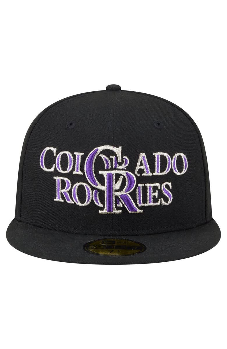 New Era Men's New Era Black Colorado Rockies Overlap 59FIFTY Fitted Hat, Alternate, color, Black
