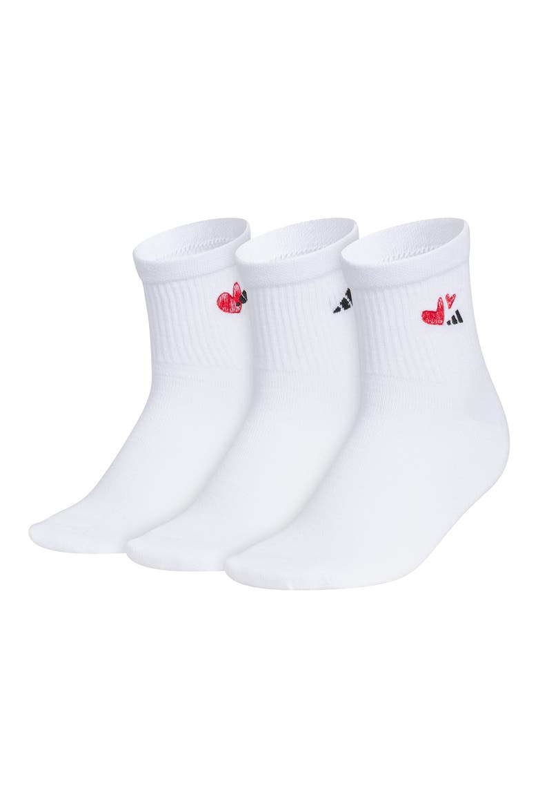 With Love 3-Pack Assorted Quarter Socks, Main, color, WHITE/ BLACK/ BETTER SCARLET