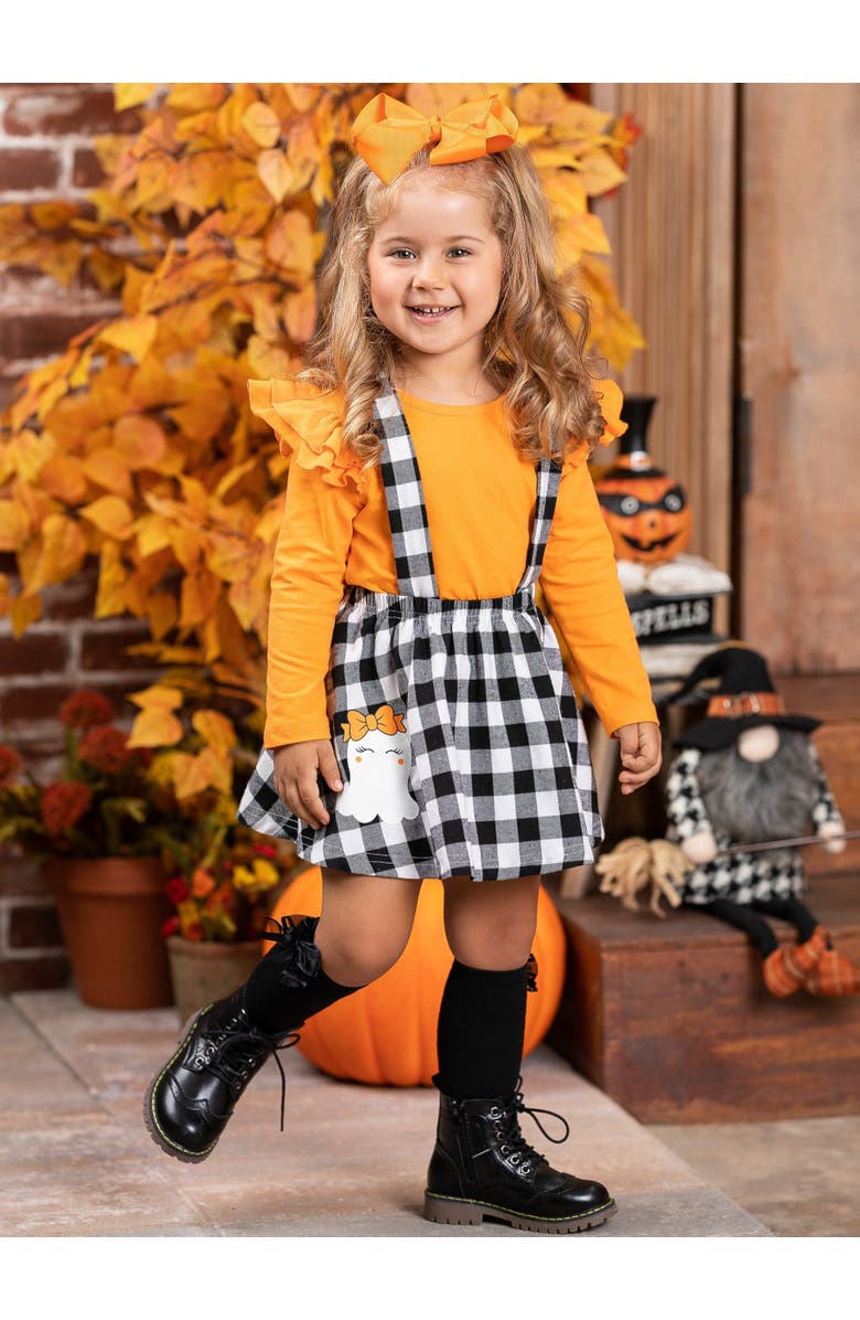 Mia Belle Girls Girls Ghostest With The Mostest Overall Skirt Set, Alternate, color, Orange
