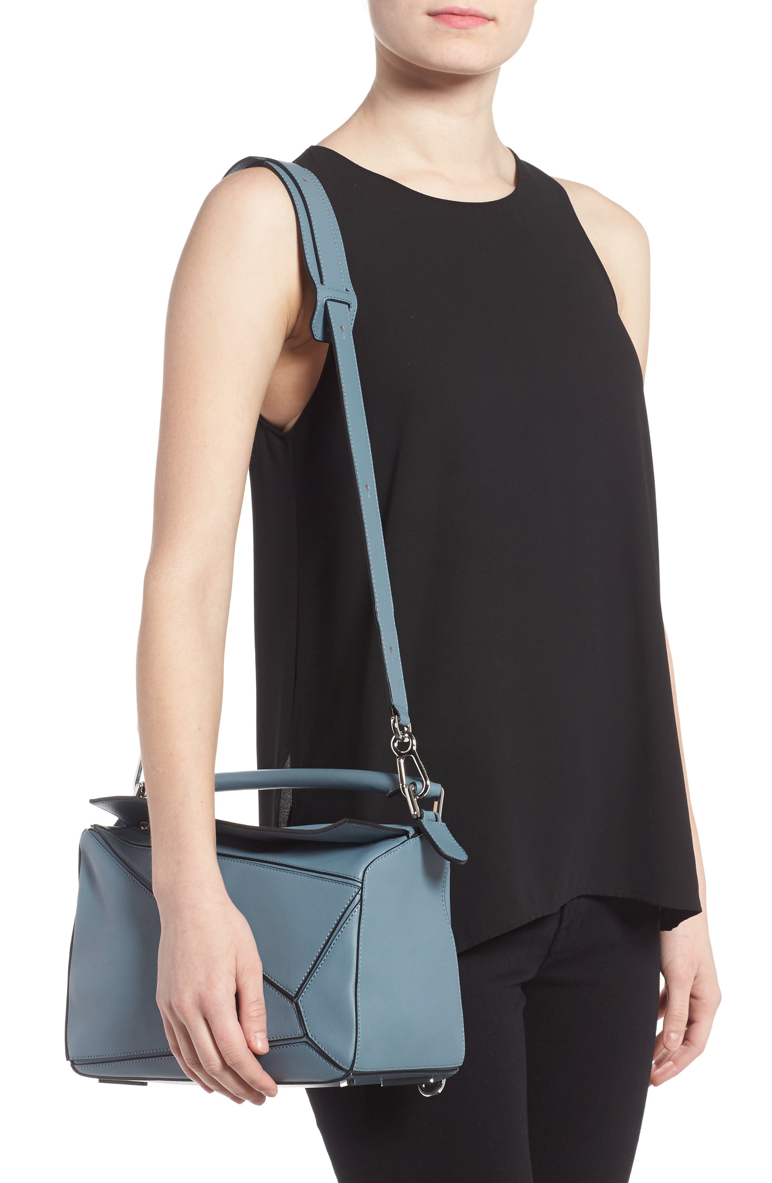 'Puzzle' Leather Bag, Alternate, color, STONE BLUE