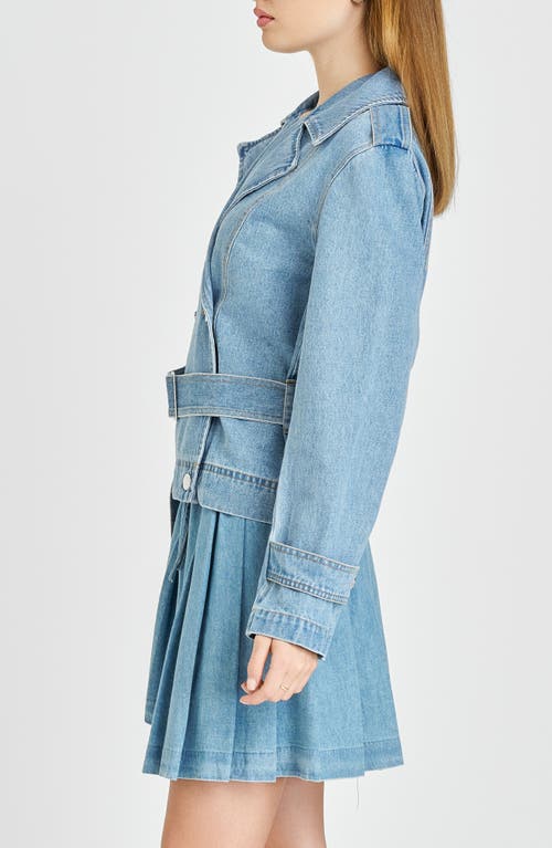 Wayf Harper Denim Trench Coat In Vintage Blue