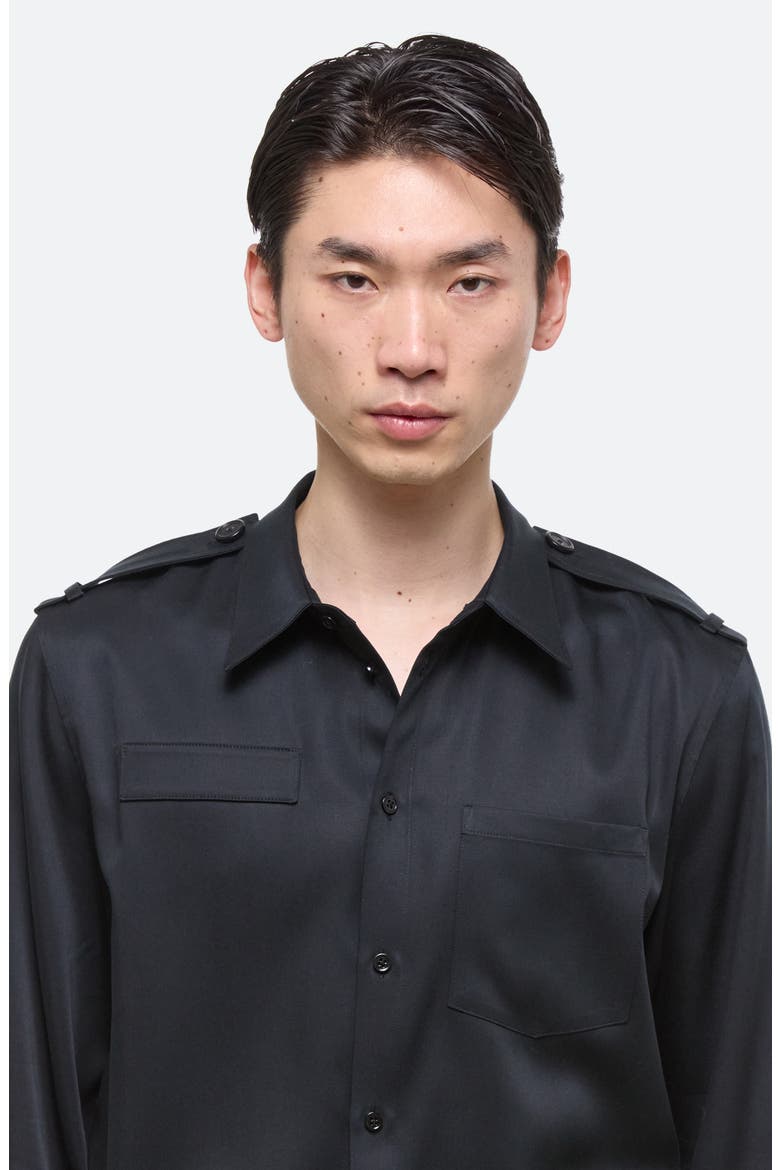 Epaulet Button-Up Shirt, Alternate, color, BLACK - 001