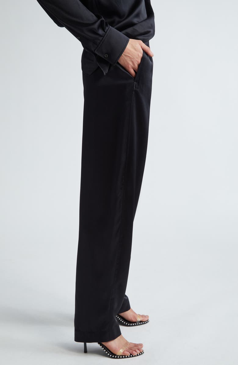 Alexander Wang Logo Cutout Silk Pajama Pants, Alternate, color, 