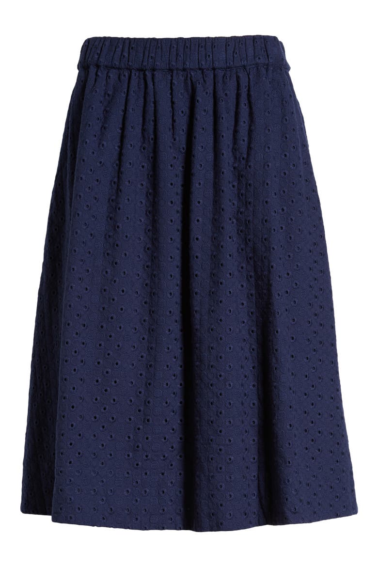 Eyelet Midi Skirt, Alternate, color, NAVY PEACOAT