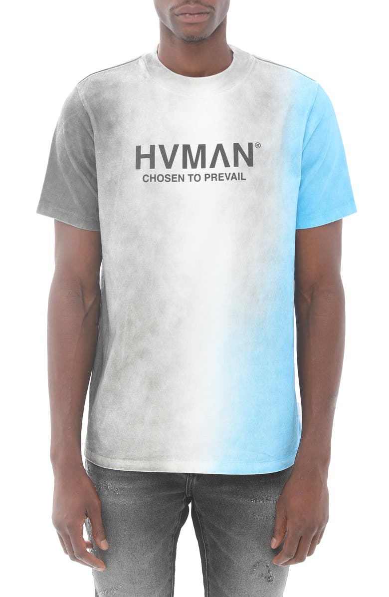 HVMAN Ombré Stripe Cotton Logo Graphic Tee, Main, color, 