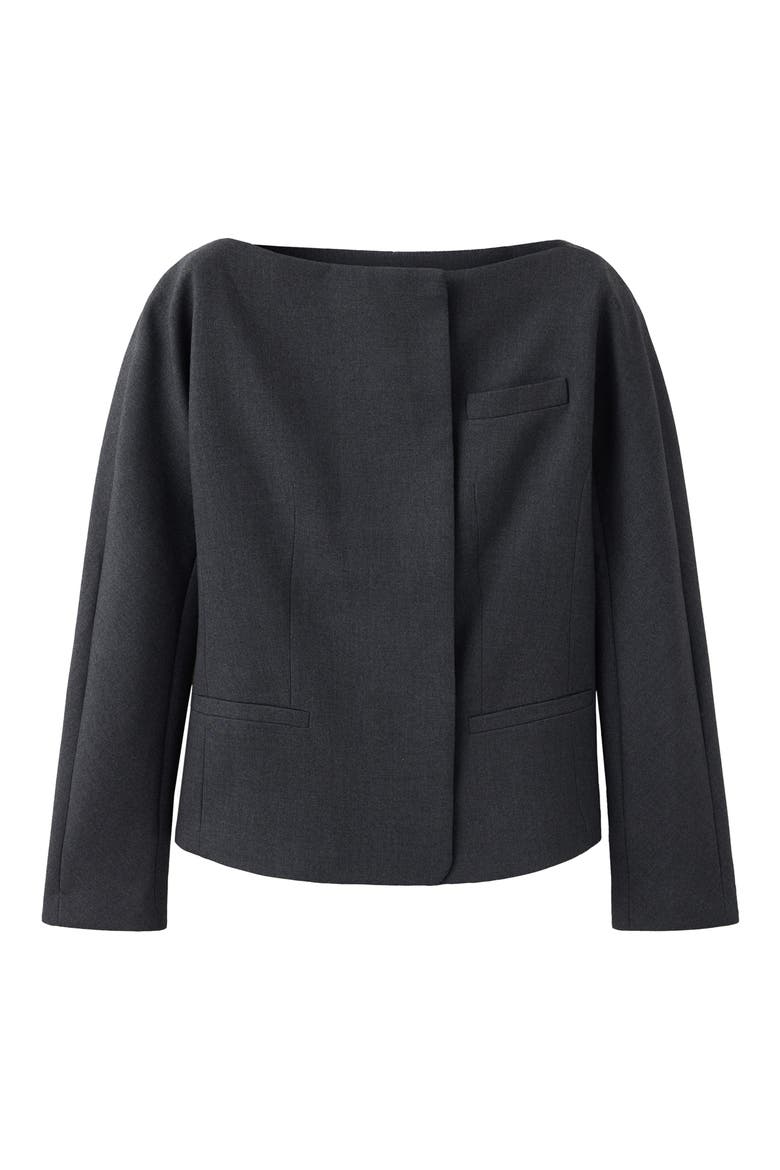 Fitted Boat Neck Blazer, Alternate, color, GREY