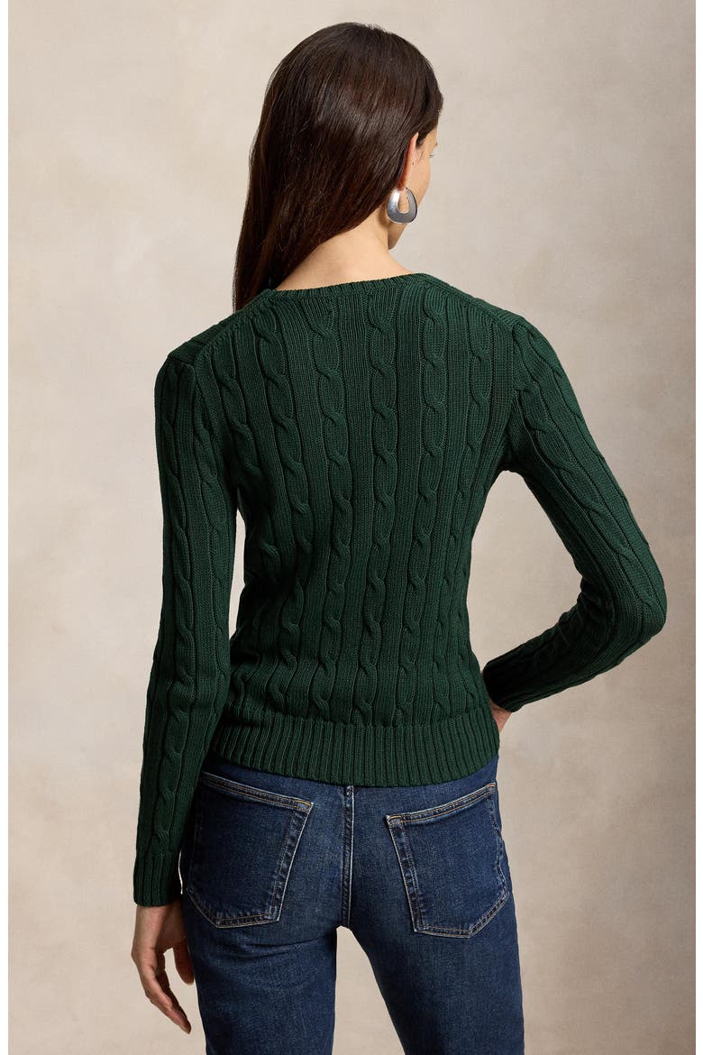 Cable Knit Cotton Sweater, Alternate, color, GREEN
