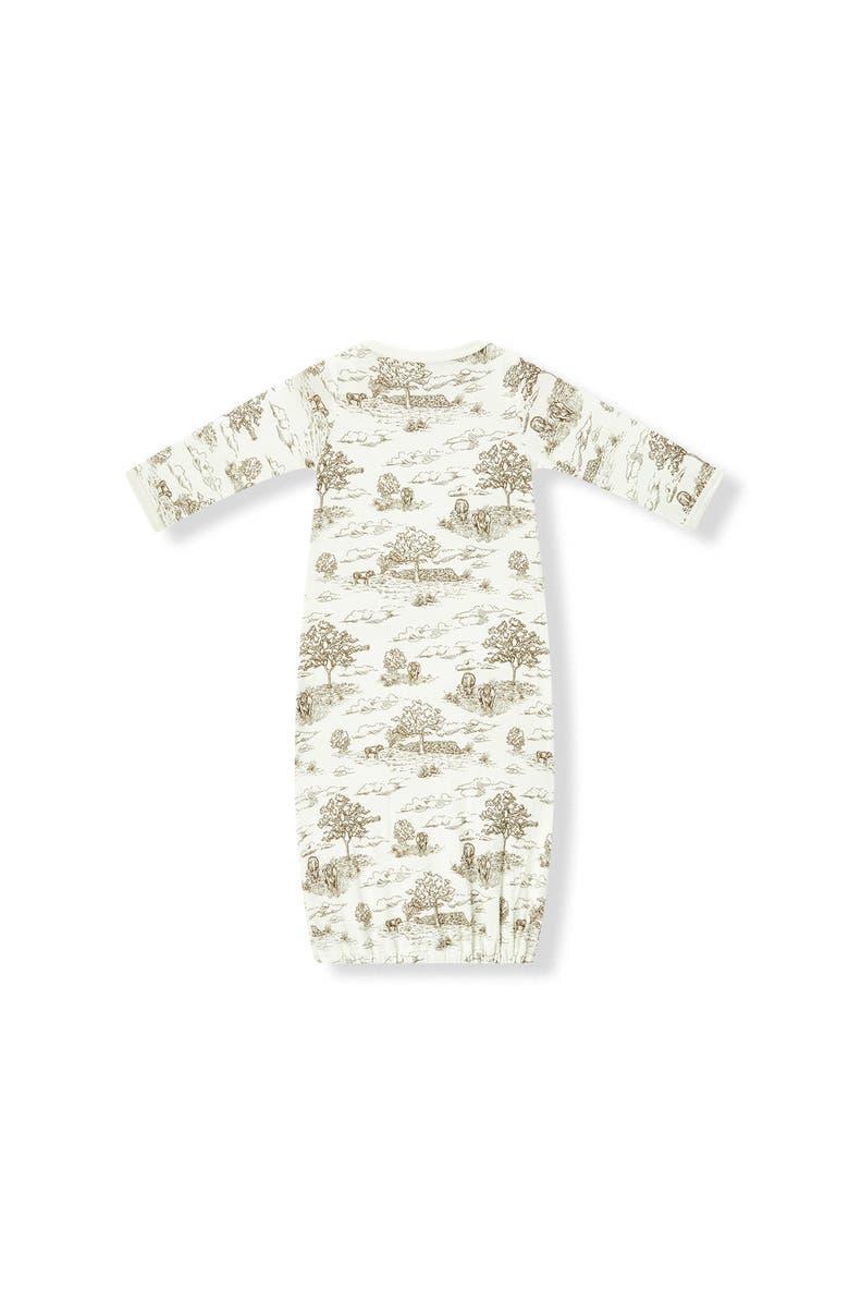 Milkbarn Luxe Stretch Newborn Gown and Hat Set, Alternate, color, Country Toile