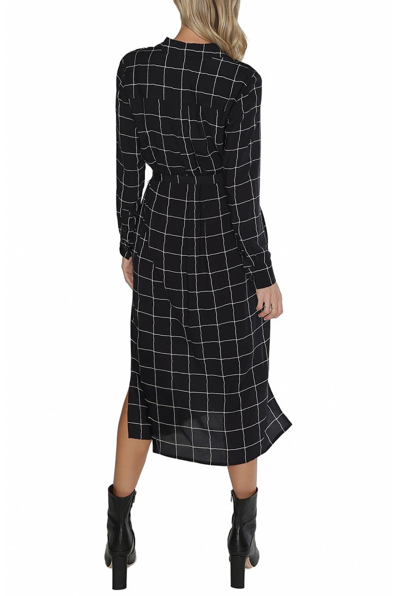 Metro Windowpane Long Sleeve Midi Shirtdress, Alternate, color, BLACK