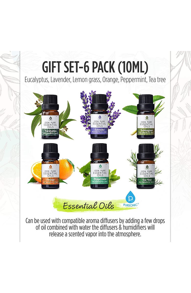 PURSONIC 3-in-1 Salt Diffuser & 6 Pack Essential Oil Set, Alternate, color, Multicolor