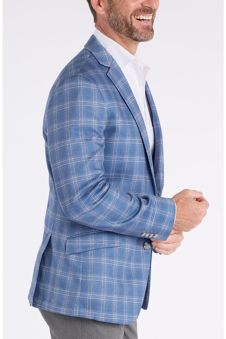 Shoreditch Slim Fit Blue Plaid Knit Sport Coat, Alternate, color, BLUE