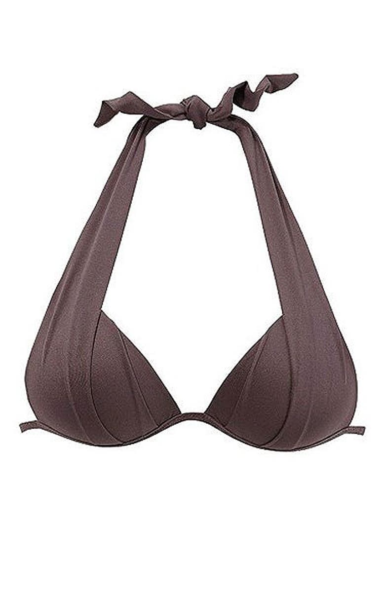 LASCANA Halter Push Up Bikini Top Size 30B, Alternate, color, Brown