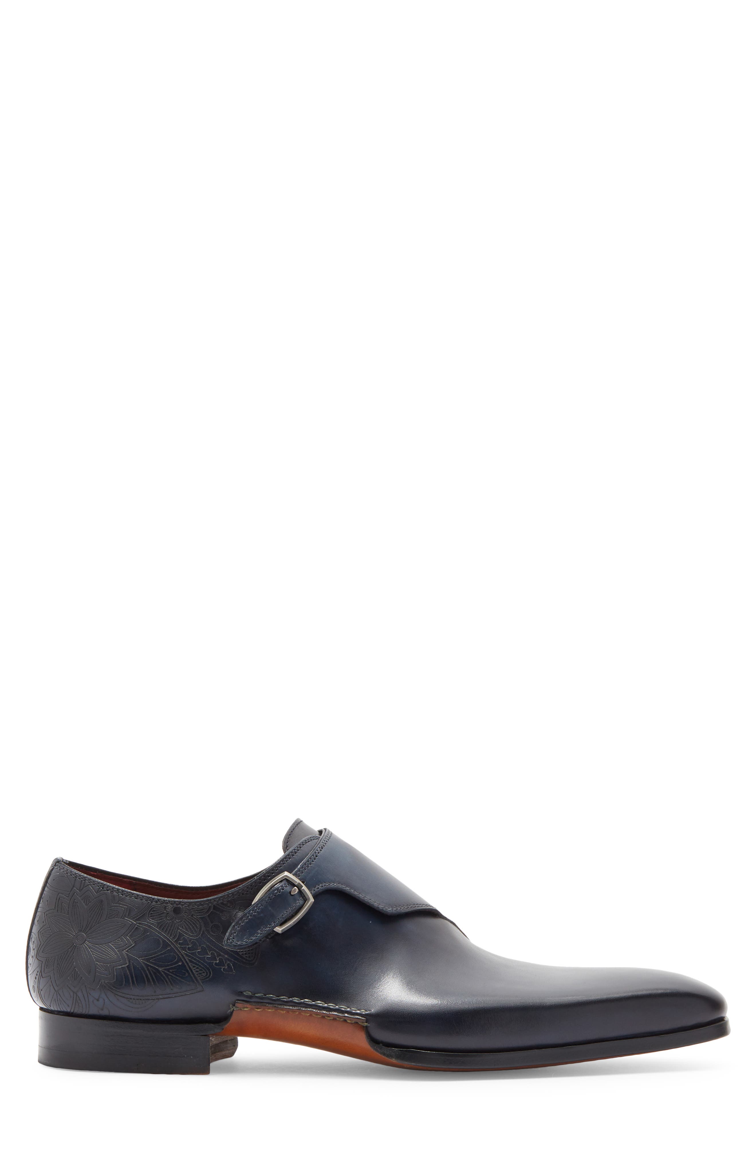 Magnanni Abel Monk Strap Loafer, Alternate, color, Navy