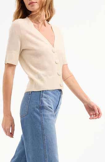 Veronica Beard Solene Short Sleeve Cashmere Cardigan