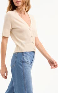 Veronica Beard Solene Short Sleeve Cashmere Cardigan