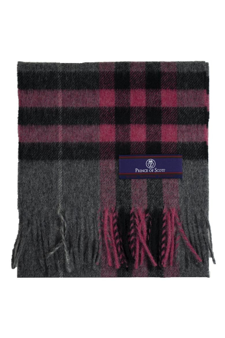 Heritage Plaid Fringed Merino Wool Scarf, Alternate, color, Grey