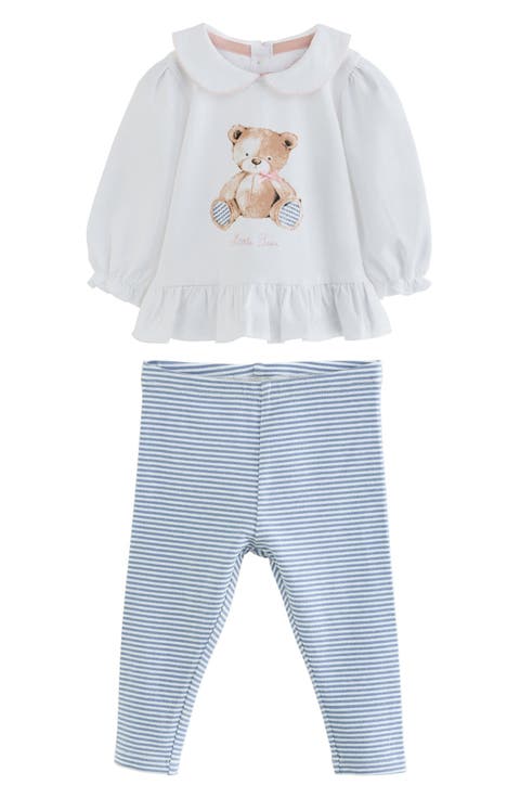 Kids' Peter Pan Collar Top & Leggings 2-Piece Set