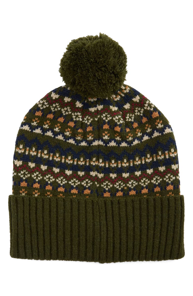 Barbour Marlow Fair Isle Beanie, Alternate, color, Olive